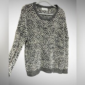 Pants Store Large Black Ivory Textured Boucle Knit Pullover Cozy Sweater